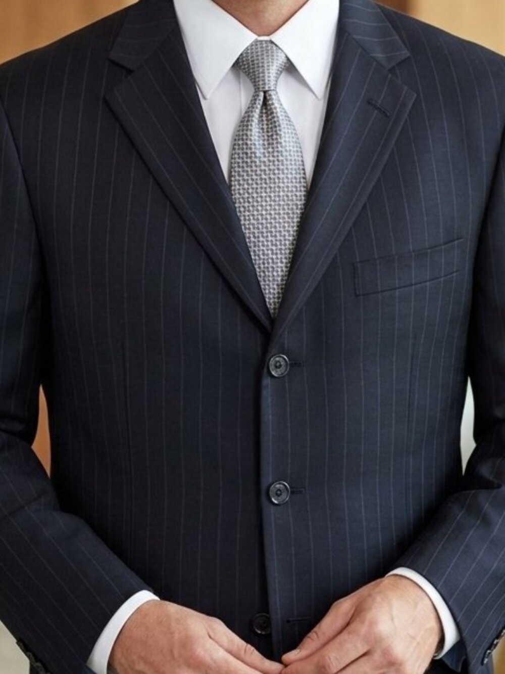 Carlo Monza Couture Men's Single Breasted Blue Pinstripe Blazer Size 44 Regular